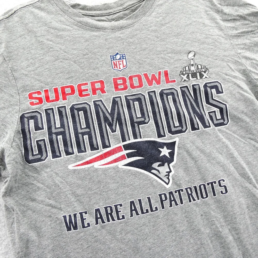 New England Patriots Shirt Men Medium Gray Athletic Super Bowl XLIX NFL Football